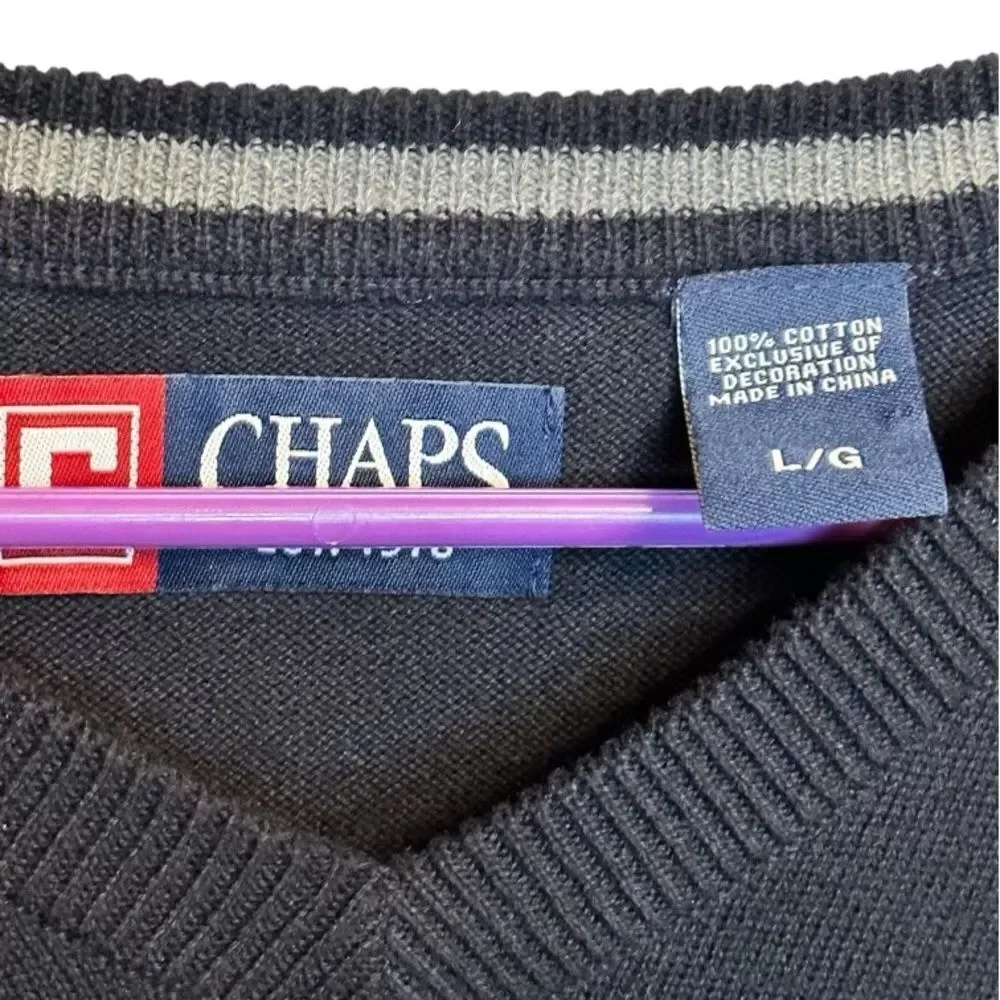 Men’s Chaps Black Sweater Vest size Large